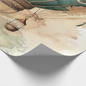 ヴィンテージスチームパンクブルーホットエアバルーン(2) ラッピングペーパー (角)