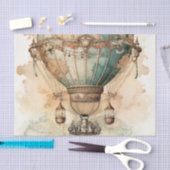 ヴィンテージスチームパンクブルーホットエアバルーン(2) 薄葉紙 (クラフト)