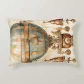 ヴィンテージスチームパンクブルーホットエアバルーン(3) アクセントクッション (正面)