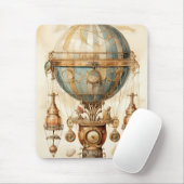 ヴィンテージスチームパンクブルーホットエアバルーン(3) マウスパッド (マウス)