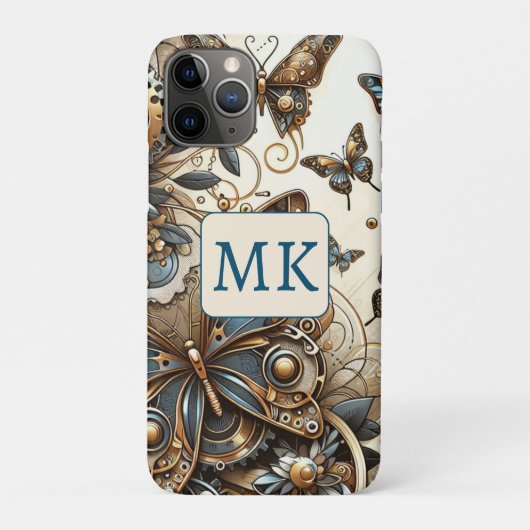 ヴィンテージスチームパンクモノグラムの蝶 Case-Mate iPhoneケース (裏)