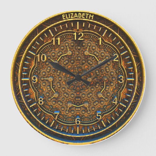 ヴィンテージスチームパンクレトロラスティアールデコ時計 ラージ壁時計 (正面)
