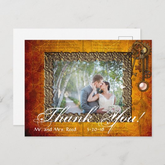 ヴィンテージスチームパンク写真ありがとうござ結婚う ポストカード (正面/裏面)