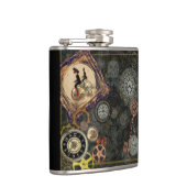 ヴィンテージスチームパンク時計加工機械模様アート フラスク (右)