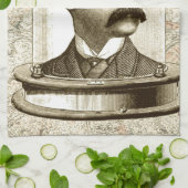 ヴィンテージスチームパンク時計用脳、口ひげ男 キッチンタオル (折り畳み)