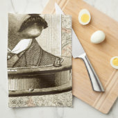 ヴィンテージスチームパンク時計用脳、口ひげ男 キッチンタオル (四つ折り)