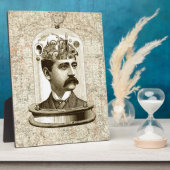 ヴィンテージスチームパンク時計用脳、口ひげ男 フォトプラーク (側面)