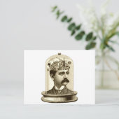 ヴィンテージスチームパンク時計用脳、口ひげ男 ポストカード (スタンド正面)