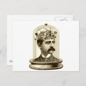 ヴィンテージスチームパンク時計用脳、口ひげ男 ポストカード (正面/裏面)