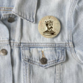 ヴィンテージスチームパンク時計用脳、口ひげ男 缶バッジ (インサイチュ)