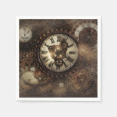 ヴィンテージスチームパンク時計 スタンダードカクテルナプキン (正面)