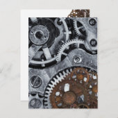 ヴィンテージスチームパンク機械ギアメタルコグホイール ポストカード (正面/裏面)