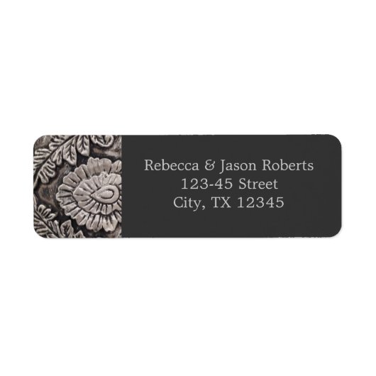 ヴィンテージスチームパンク灰色の金属渦巻きダム ラベル (正面)