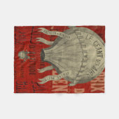 ヴィンテージスチームパンク熱気球に赤で乗る フリースブランケット (正面(横))