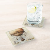 ヴィンテージスチームパンク熱気球 ガラスコースター (アングル)