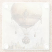 ヴィンテージスチームパンク熱気球 ガラスコースター (裏面)