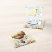 ヴィンテージスチームパンク熱気球 スクエアペーパーコースター (インサイチュ)