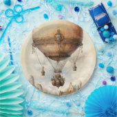 ヴィンテージスチームパンク熱気球 ペーパープレート (パーティー)