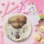 ヴィンテージスチームパンク熱気球 ペーパープレート (パーティー)