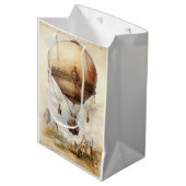 ヴィンテージスチームパンク熱気球 ミディアムペーパーバッグ (正面アングル)