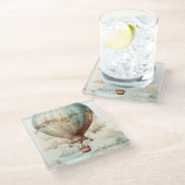 ヴィンテージスチームパンク熱気球(2) ガラスコースター (アングル)