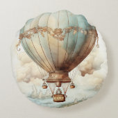 ヴィンテージスチームパンク熱気球(2) ラウンドクッション (裏面)