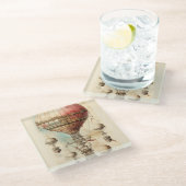 ヴィンテージスチームパンク熱気球(4) ガラスコースター (アングル)