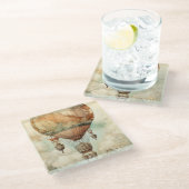 ヴィンテージスチームパンク熱気球(5) ガラスコースター (アングル)