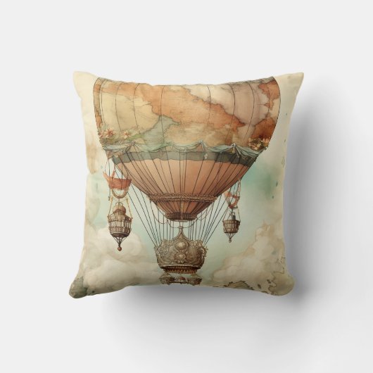 ヴィンテージスチームパンク熱気球(5) クッション (裏面)