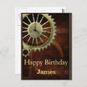 ヴィンテージスチームパンク誕生日 ポストカード (正面/裏面)