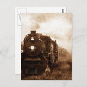 ヴィンテージスチームパンク鉄道アンティーク蒸気機関車 ポストカード (正面/裏面)