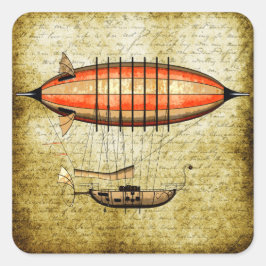 ヴィンテージスチームパンク飛行船 スクエアシール