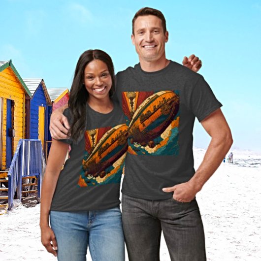 ヴィンテージスチームパンク飛行船 Tシャツ