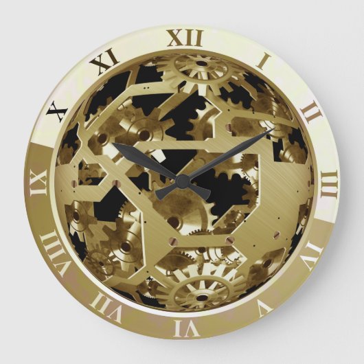 ヴィンテージスチームパンク「露出機械」壁時計 ラージ壁時計 (正面)