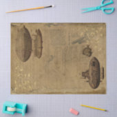 ヴィンテージスチームパンクBlimpとサブマリンデクページ 薄葉紙 (クラフト)