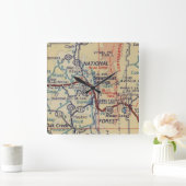 ヴィンテージスチームボート春COマップ スクエア壁時計 (ホーム)