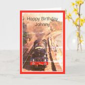 ヴィンテージスチームロック、ハッピーバースデーパーソナライズされた、 カード (黄色い花)