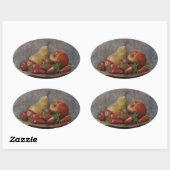 ヴィンテージスティルライフイチゴ果実国 楕円形シール (シート)