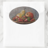 ヴィンテージスティルライフイチゴ果実国 楕円形シール (バッグ)