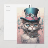 ヴィンテージスティームパンクキャットインブルートファト ポストカード (正面/裏面)