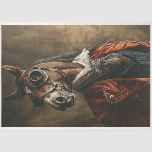 ヴィンテージスティームパンクホースのデコパージュ 薄葉紙 (正面)