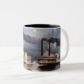 ヴィンテージスティームボートレーシングのミシシッピ川 ツートーンマグカップ (正面右)
