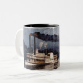 ヴィンテージスティームボートレーシングのミシシッピ川 ツートーンマグカップ (正面左)