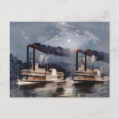ヴィンテージスティームボートレーシングのミシシッピ川 ポストカード (正面)