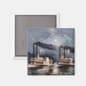 ヴィンテージスティームボートレーシングのミシシッピ川 マグネット (正面/裏面)