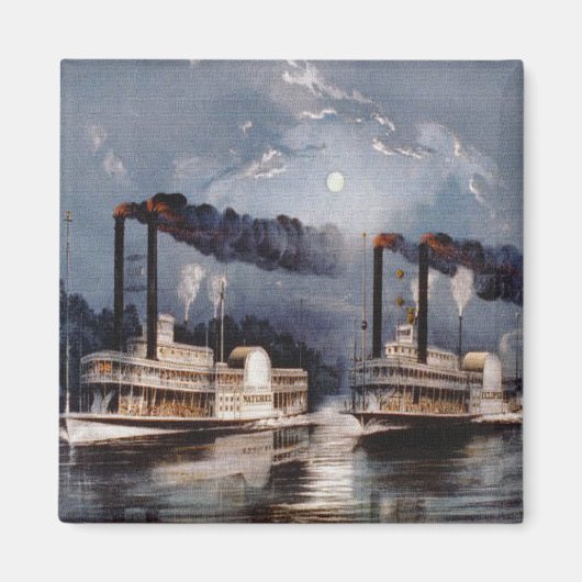 ヴィンテージスティームボートレーシングのミシシッピ川 マグネット (正面)