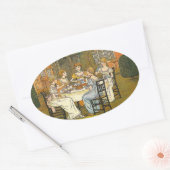 ヴィンテージステッカー午後のガーデンティーパーティーステッカー 楕円形シール (封筒)