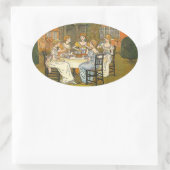 ヴィンテージステッカー午後のガーデンティーパーティーステッカー 楕円形シール (バッグ)