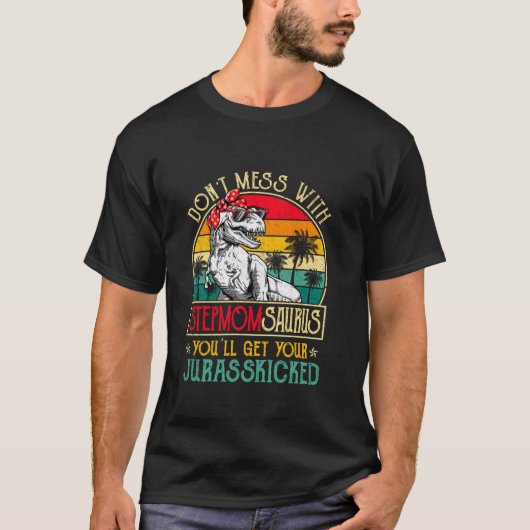 ヴィンテージステプモンサウルスレトロ恐竜の愛の母 Tシャツ (正面)