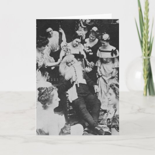 ヴィンテージステレオビューサンタとレディースクリスマス シーズンカード (正面)